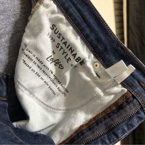 LOFT Size 31 / 12 Dark Wash Skinny Denim High Rise Ankle Snap Jeans - Picture 8 of 10